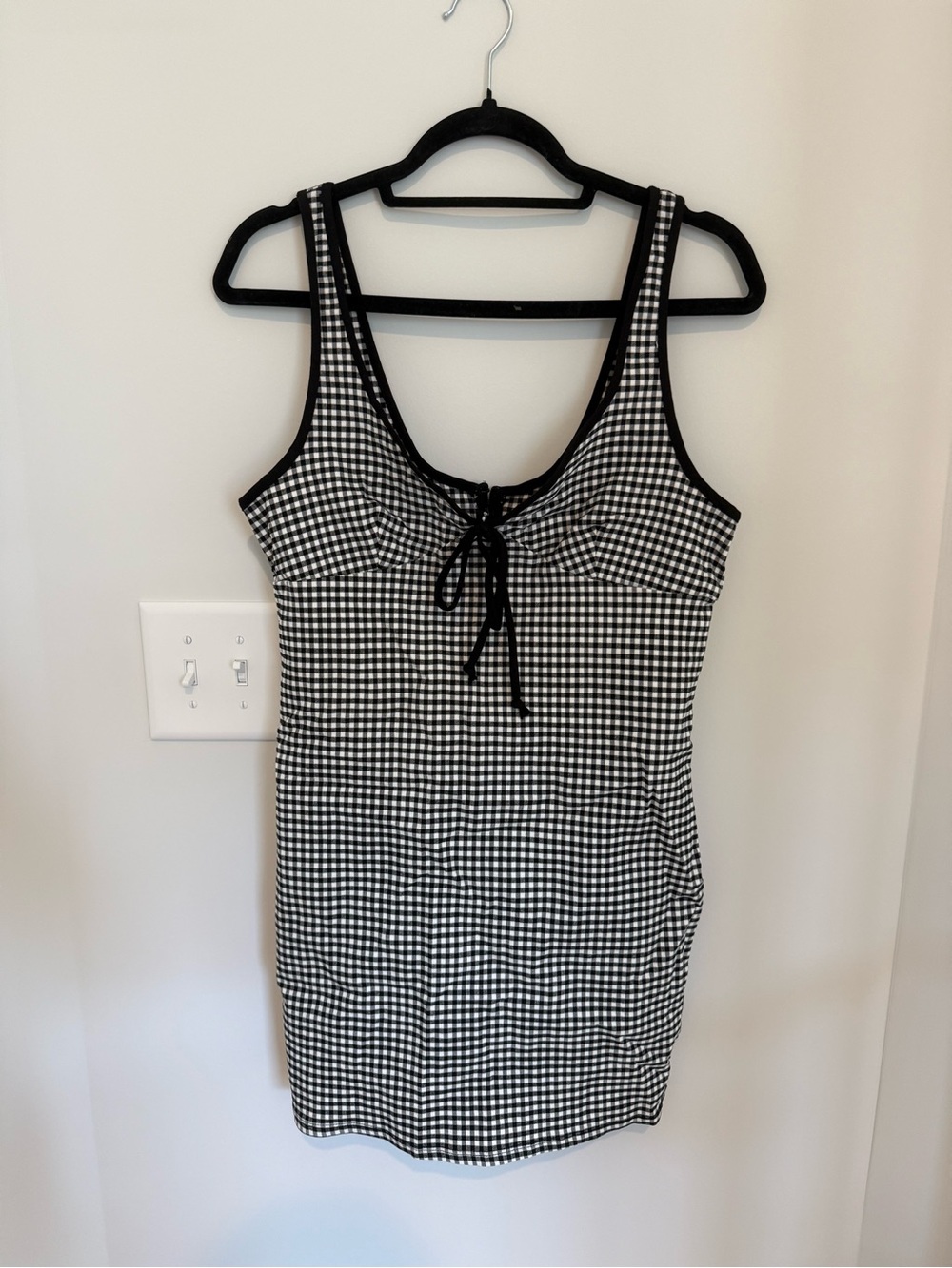 Urban Outfitters Black & White Gingham Tie-Front Mini Dress